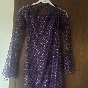 Lucy in the sky floral sequins bell sleeved mini dress